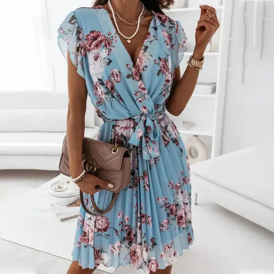 Robe De Luxe Décontractée À Fleurs Pour Femmes
